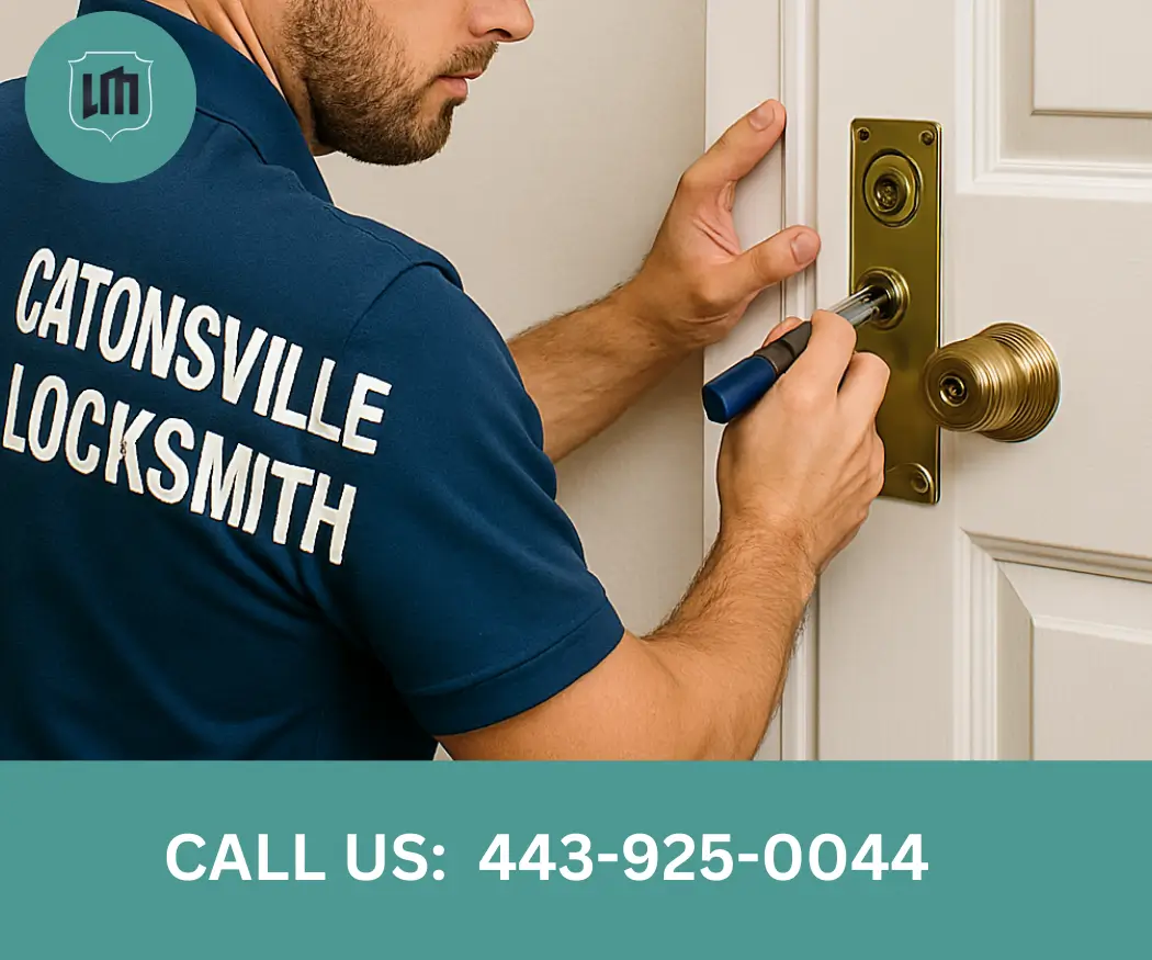 Catonsville locksmith performing lock repair and lock installation service