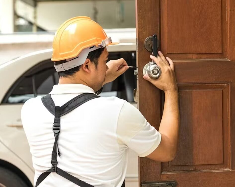 Emergency locksmith responding to late night lockout call
